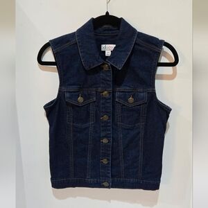 Denim & Co Jean Vest Womens XXS Dark Blue Cotton Stretch Western Classic Y2K